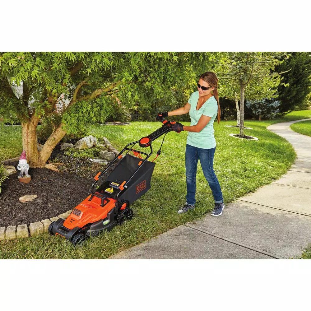 BLACK+DECKER 15 in. 10 Amp Corded Electric Walk Behind Lawn Mower with Pivot Control Handle