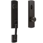 Delaney Briona Black Single Cylinder Deadbolt Entry Door Handleset with Santo Mushroom Style Interior Knob thumbnail 1