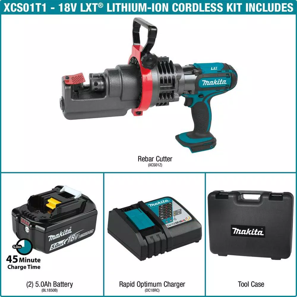 Makita 18V LXT Cordless Rebar Cutter Kit with 5.0Ah Battery and Charger