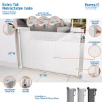 Perma Child Safety Extra Tall & Extra Wide Outdoor Retractable Gate, 41 in. H x 71 in. W, White thumbnail 2