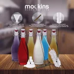 Mockins 17 oz. Glass Bottles with Swing Top Stoppers - Set of 6 with Funnel, Brush, and Gold Marker thumbnail 5