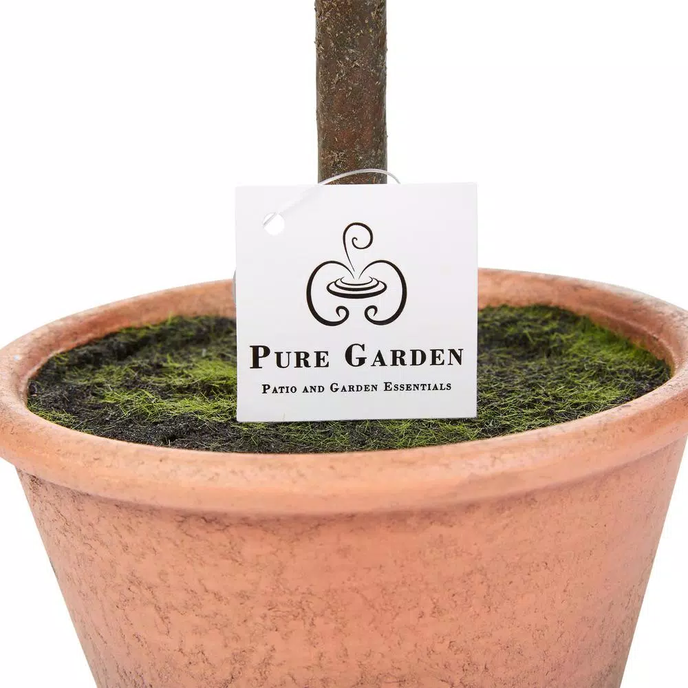 Pure Garden 11.5 in. Faux Boxwood Topiary Arrangements with Decorative Pots, Set of 3