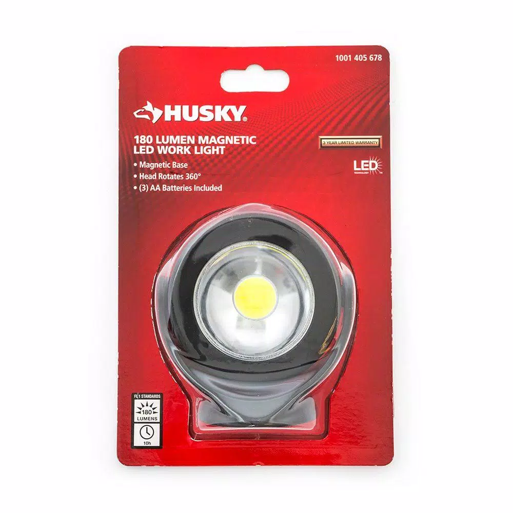 Husky Magnetic LED Work Light, 180 Lumens, 360° Pivoting Head