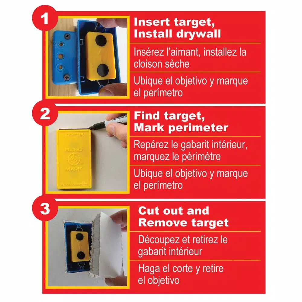 Calculated Industries Blind Mark Magnetic Drywall Electrical Box Locating Tool, 3-Piece Set