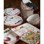 Certified International Napa 9 in. 2-Tier Multicolored Ceramic Wine Themed Serving Tray thumbnail 3