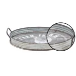 LITTON LANE Distressed Silver Galvanized Iron Decorative Trays with Handles, Set of 2 thumbnail 3