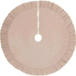 VHC Brands 55 in. Carol Khaki Tan & Winter Floral Ruffled Farmhouse Christmas Tree Skirt thumbnail 2