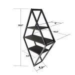 Admired By Nature 3-Tier Metal Diamond Shaped Wall Mounted Display Shelf, Matte Black thumbnail 2