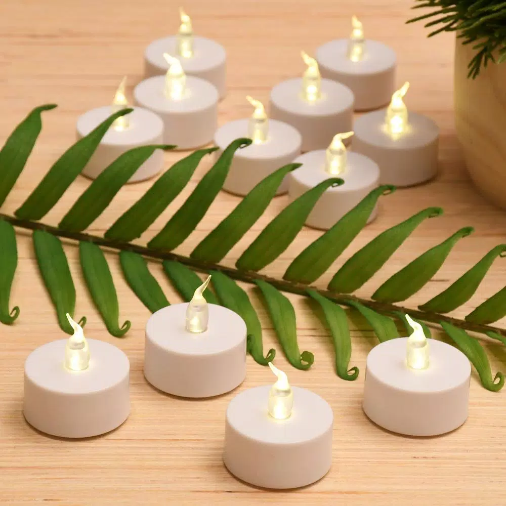 LUMABASE LED Tea Light Candles, Battery Operated Flickering White Glow, 24-Count