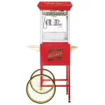 Great Northern Pasadena 8 oz. Antique Red Popcorn Machine with Cart, Commercial Quality Oil Popper thumbnail 1