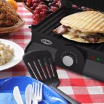 Chef Buddy 1400W Large Non-Stick Panini Press and Countertop Grill, Silver thumbnail 4