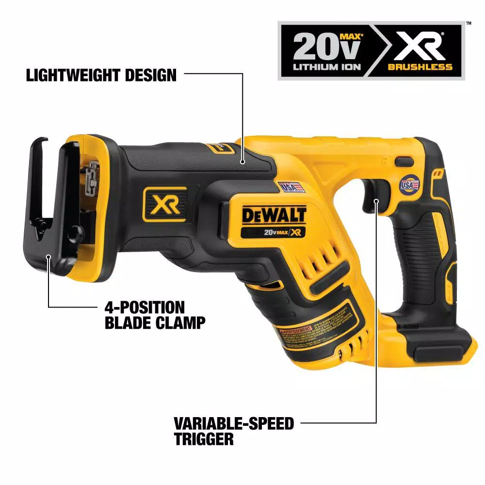 DEWALT 20V MAX XR Brushless Compact Reciprocating Saw Kit with 5.0 Ah Battery