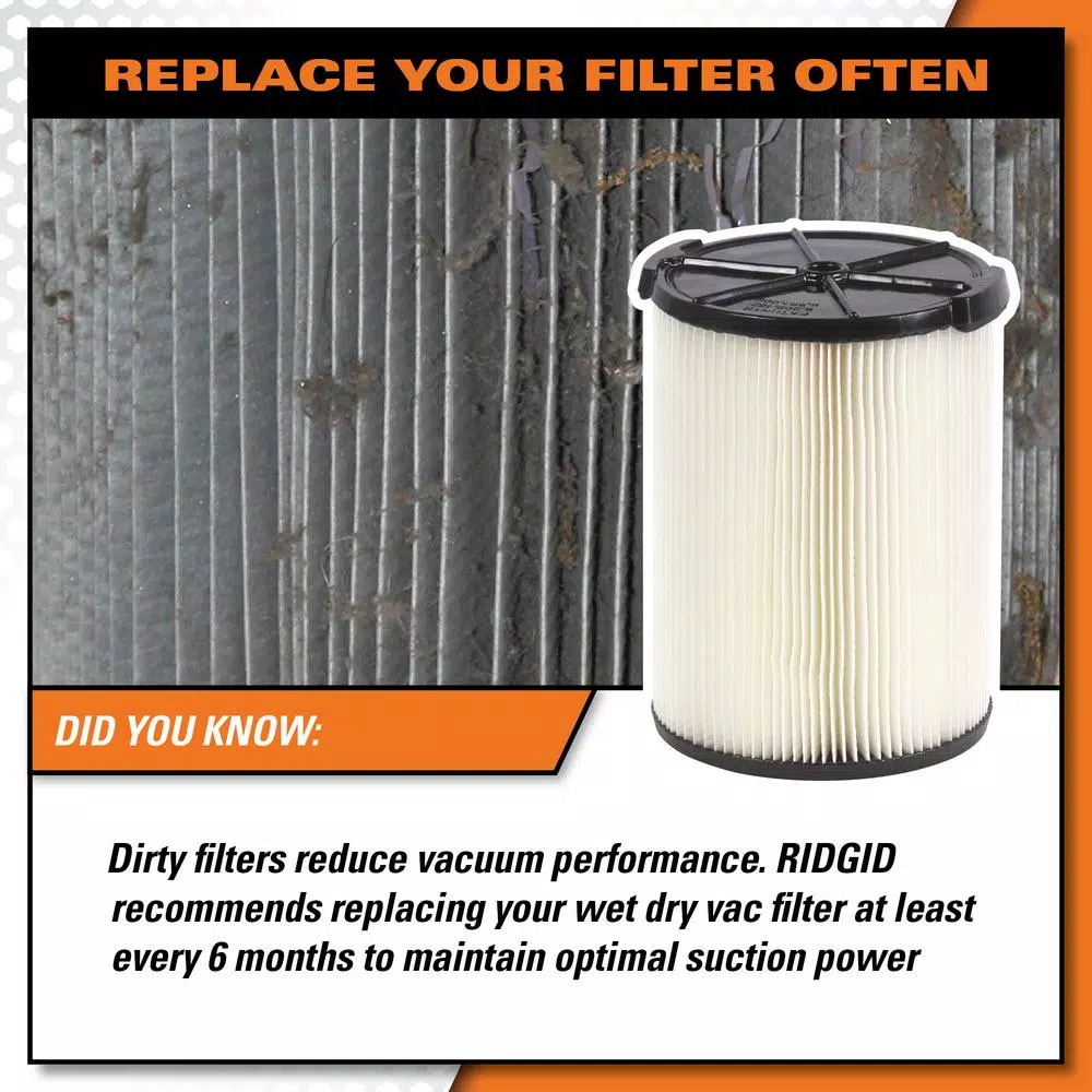 RIDGID Replacement Filter Set: VF4000 Pleated Paper & VF7000 Foam Filter for 5 Gal. or Larger Wet/Dry Vacuums