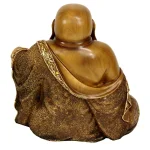 Oriental Furniture 10.5 in. Sitting Hotei Happy Buddha Decorative Statue, Gold Resin thumbnail 2