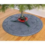 Bungalow Flooring Aqua Shield Bluestone 35 in. Round Reindeer Run Christmas Tree Mat thumbnail 2