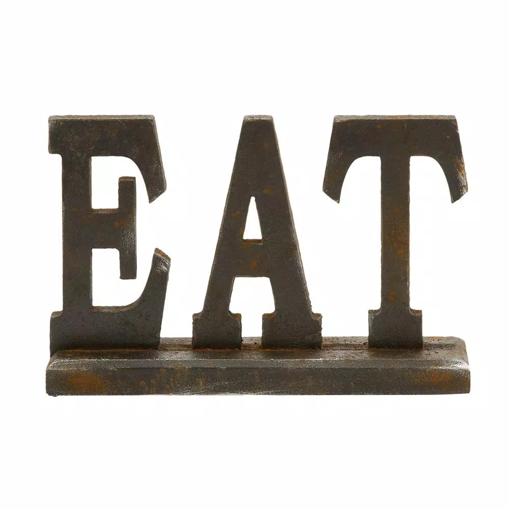 LITTON LANE Home and Hearth 12 in. x 8 in. EAT Wood Sign - Rustic Kitchen Decor