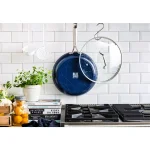 Blue Diamond 12 in. Aluminum Ceramic Nonstick Frying Pan with Glass Lid, Blue thumbnail 4