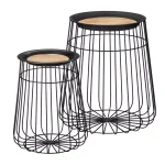 Home Decorators Collection Round Black Metal Decorative Basket Set with Wood Lid, Set of 2 thumbnail 6