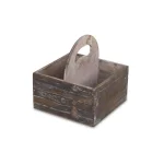 Cheungs Brown Wooden Square Caddy Decorative Tray with Raised Handle thumbnail 2