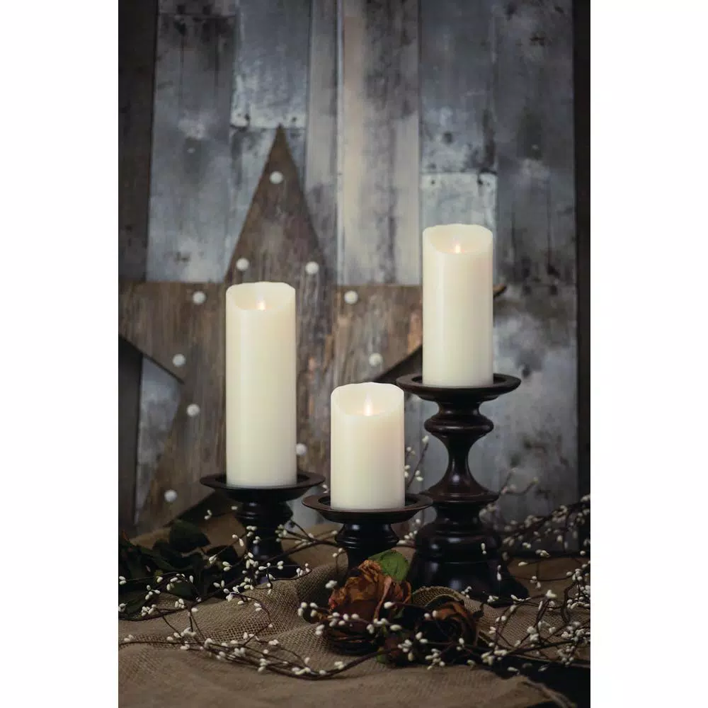 Unbranded Ivory Moving Pillar Flame Flameless Wax LED Candle with Timer