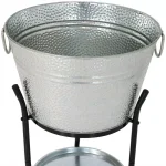 Sunnydaze Decor Pebbled Galvanized Steel 5-Gallon Ice Bucket Drink Cooler with Stand and Tray thumbnail 6
