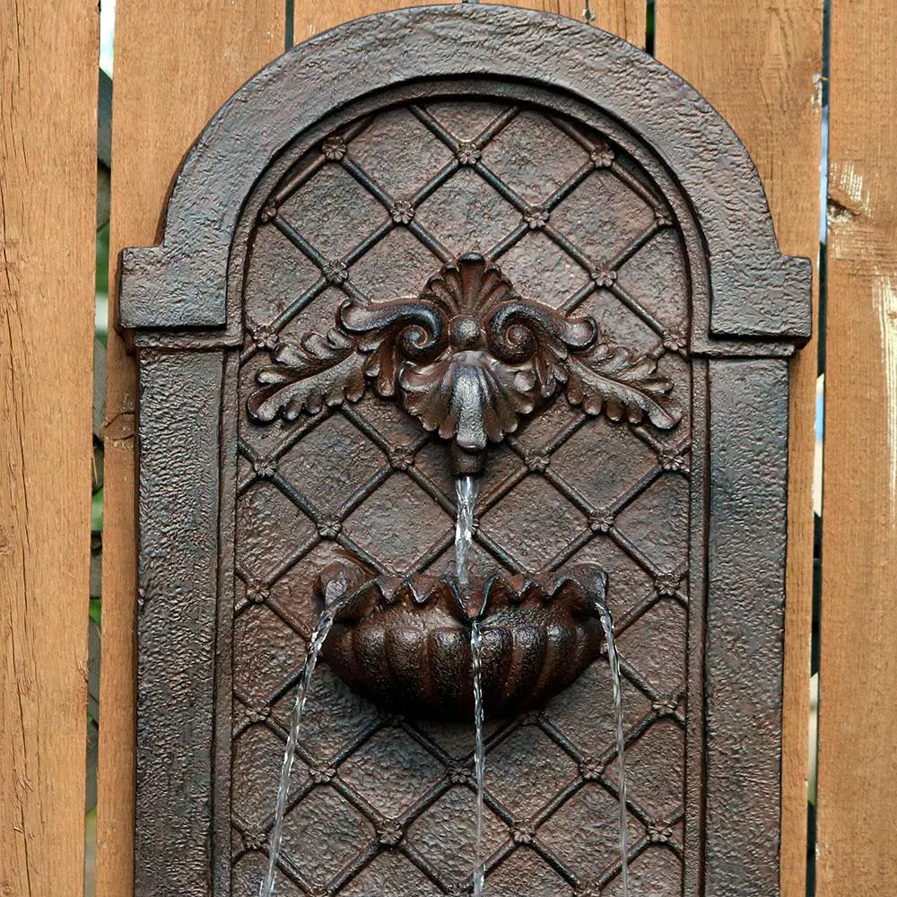 Sunnydaze Decor Venetian Iron Outdoor Wall Water Fountain, Colonial Style