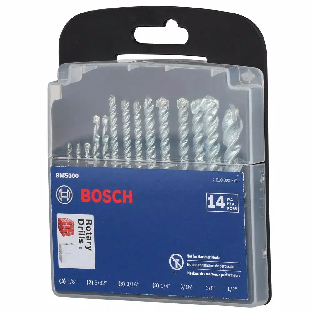 Bosch BM5000 Fast Spiral Carbide-Tipped Masonry Drill Bit Set, 14-Piece