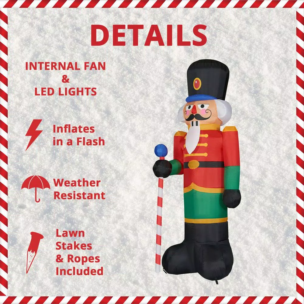 Fraser Hill Farm 10 ft. Nutcracker Christmas Inflatable with White Lights