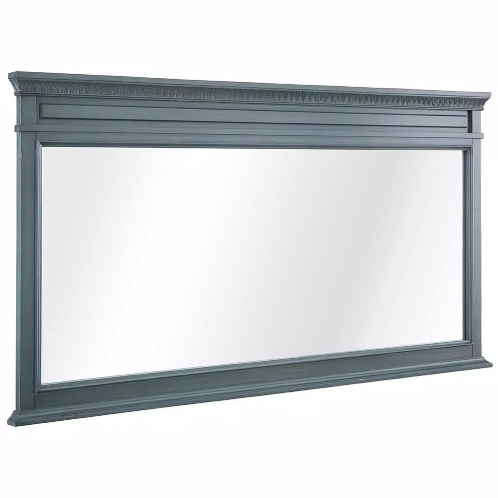 Home Decorators Collection Cailla 60 in. W x 32 in. H Rectangular Framed Bathroom Vanity Mirror - Distressed Blue Fog
