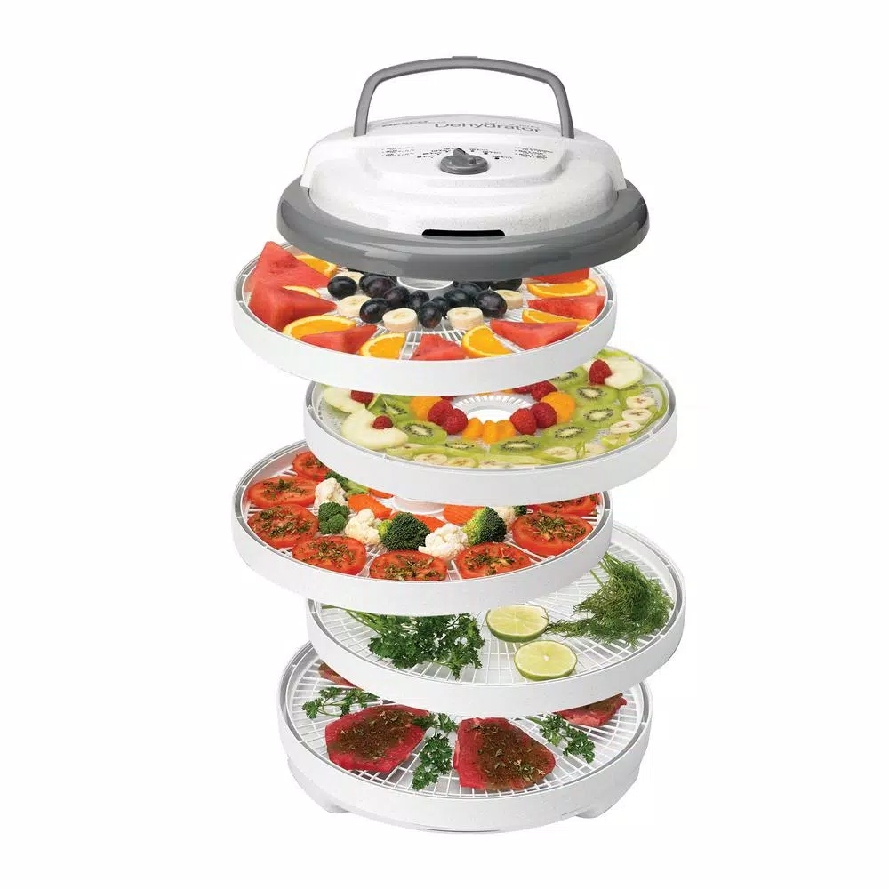Nesco Snackmaster Pro 5-Tray Food Dehydrator with Temperature Control, 600W, White