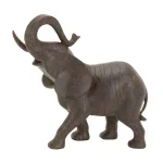 LITTON LANE 10 x 12 in. Decorative Elephant Sculpture - Cracked Dark Brown Clay Finish Polystone Statuary thumbnail 2