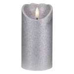 Northlight 6 in. Silver Glitter Flameless Battery Operated Christmas Decor Candle thumbnail 1