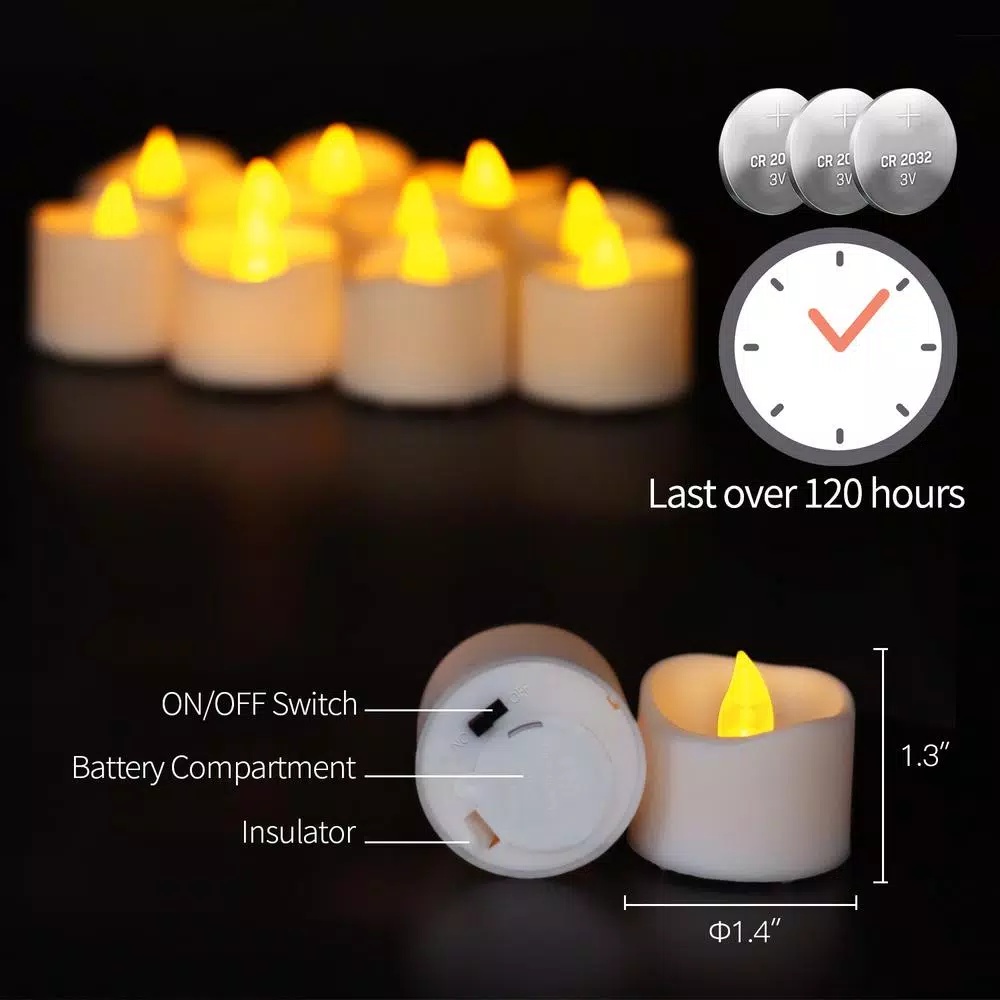 Novelty Place 12-Pack Flameless LED Votive Candles, Battery Operated Flickering Tealight Candles, Warm White