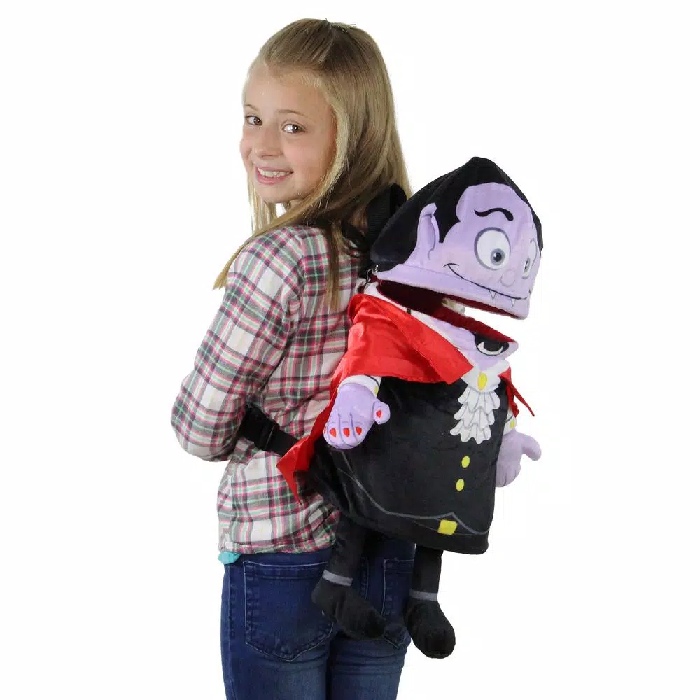 Northlight 21 in. Animated Vampire Halloween Trick or Treat Bag - Musical Plush Candy Backpack