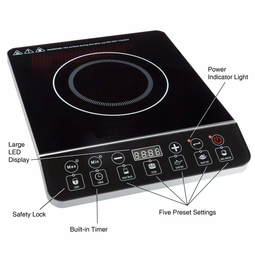 Unbranded Weymouth Home Portable Induction Cooktop, 1800W Single Burner Electric Hot Plate with Digital Controls