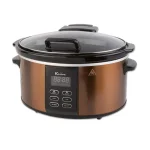 Euro Cuisine 6 Qt. Copper Electric Digital Slow Cooker with Programmable Timer and Hinged Glass Lid thumbnail 2
