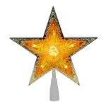 Northlight 9 in. Gold and Amber Crystal 5-Point Star Christmas Tree Topper, Prelit thumbnail 2