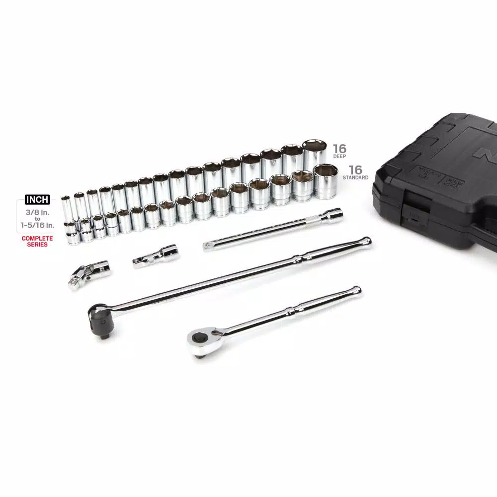 TEKTON 38-Piece 1/2 in. Drive 6-Point Socket and Ratchet Set, SAE (3/8 to 1-5/16 in.)