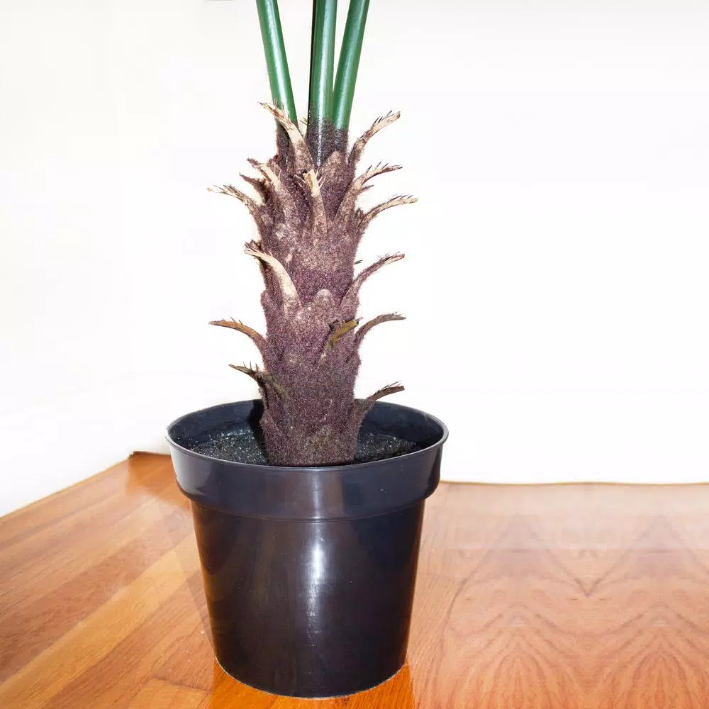 Nearly Natural 7 ft. UV Resistant Indoor/Outdoor Artificial Fan Palm Tree with Black Pot
