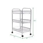 Mind Reader 3-Tier Rolling Silver Metal Mesh Storage Cart with 360° Casters thumbnail 6