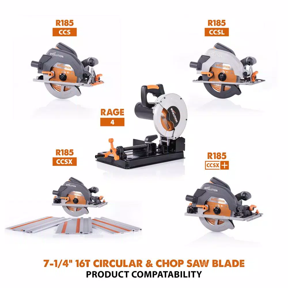 Evolution Power Tools Evolution RAGEBLADE 7-1/4 in. 20-Teeth Multi-Material Carbide Circular and Chop Saw Blade