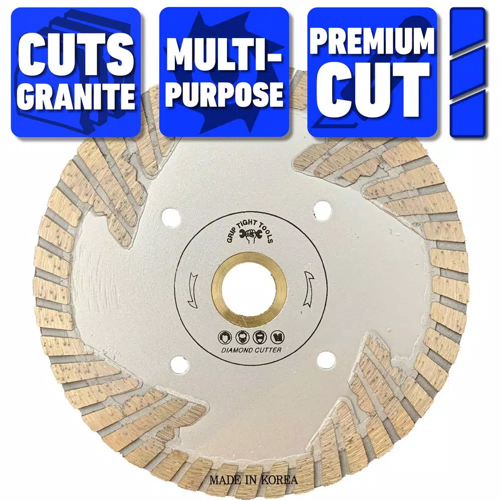 GRIP TIGHT TOOLS 5 in. Premium Deep Turbo Cut Diamond Blade for Granite, Marble, Concrete & Masonry (3-Pack)