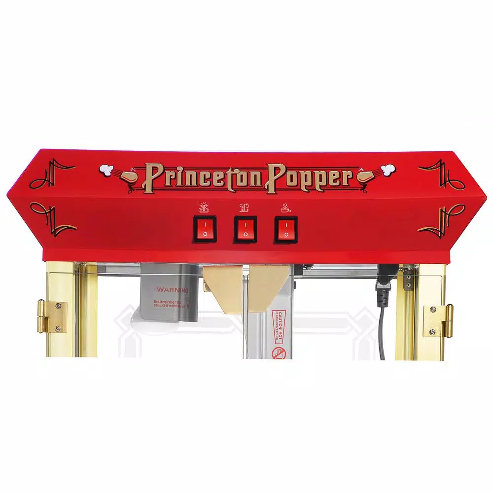 Great Northern Princeton 8 oz. Antique Red Popcorn Machine with Cart, Commercial Quality Oil Popper