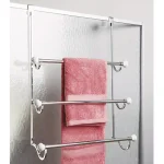 interDesign York Over Shower Door Towel Rack, 3-Bar Stainless Steel Organizer in White and Chrome thumbnail 8