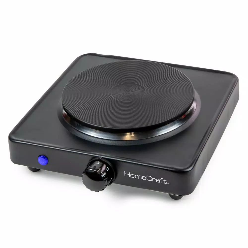 HomeCraft Single Burner 750W Black Hot Plate with Adjustable Temperature Control