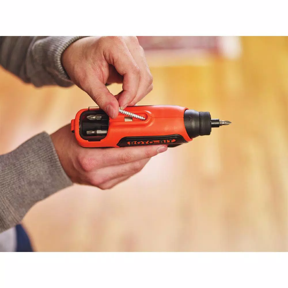 BLACK+DECKER 4V MAX Lithium-Ion Cordless Electric Screwdriver with Rotating Bit Cartridge and Charger