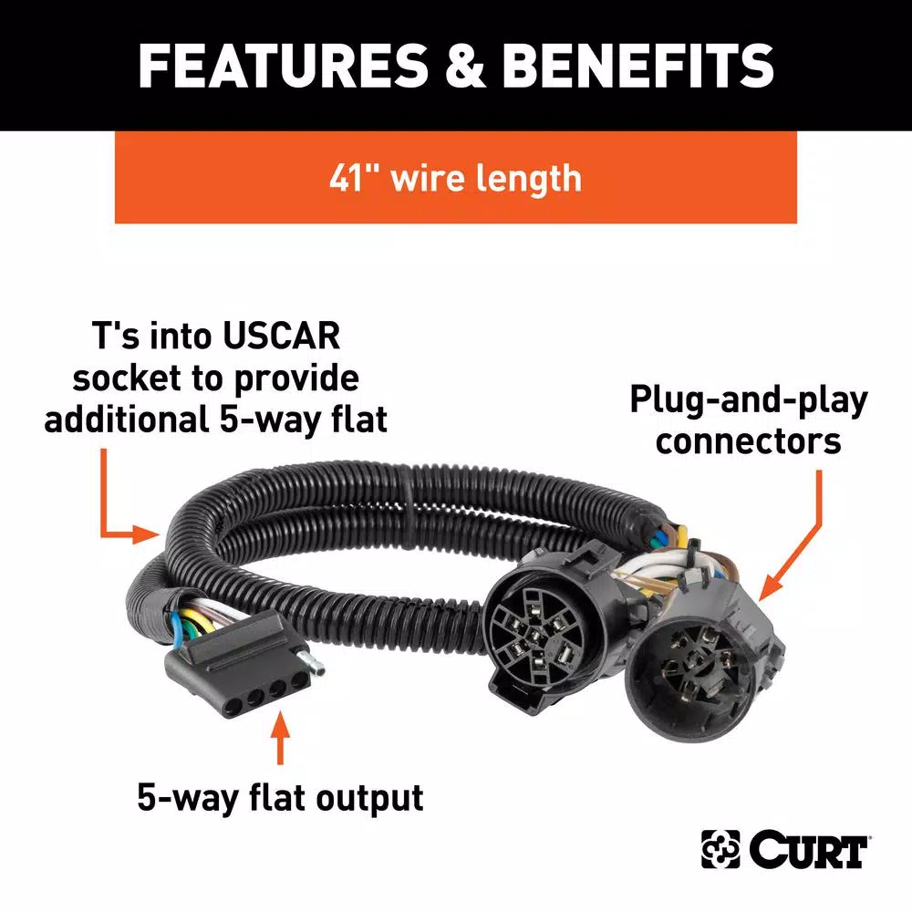 CURT 5-Way Flat Trailer Connector Kit - Replacement OE USCAR Socket