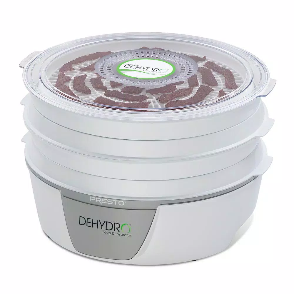 Presto 4-Tray White Food Dehydrator, Expandable to 8 Trays, 600W