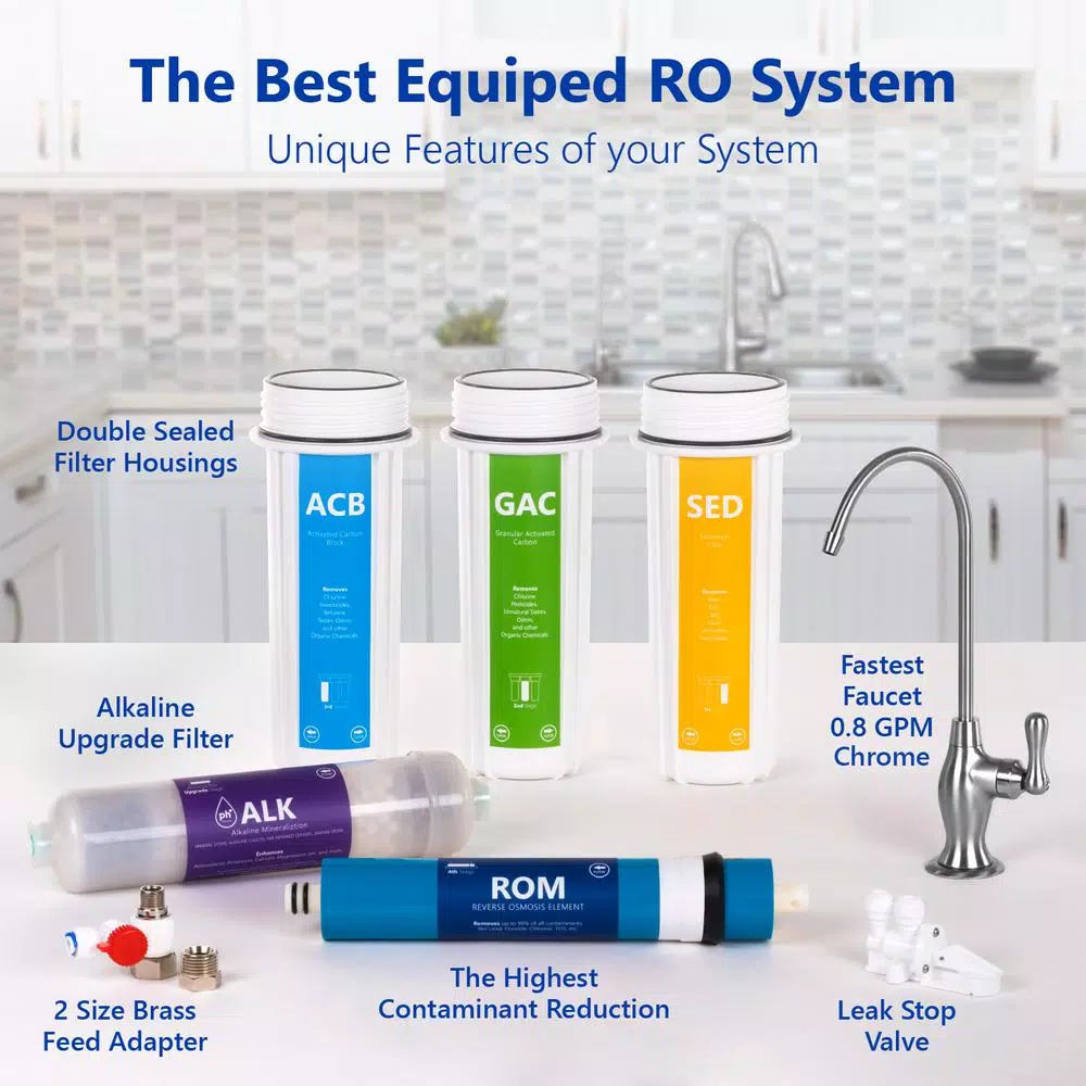 Express Water 10-Stage Reverse Osmosis Alkaline Water Filtration System with Faucet and 4 Gallon Tank