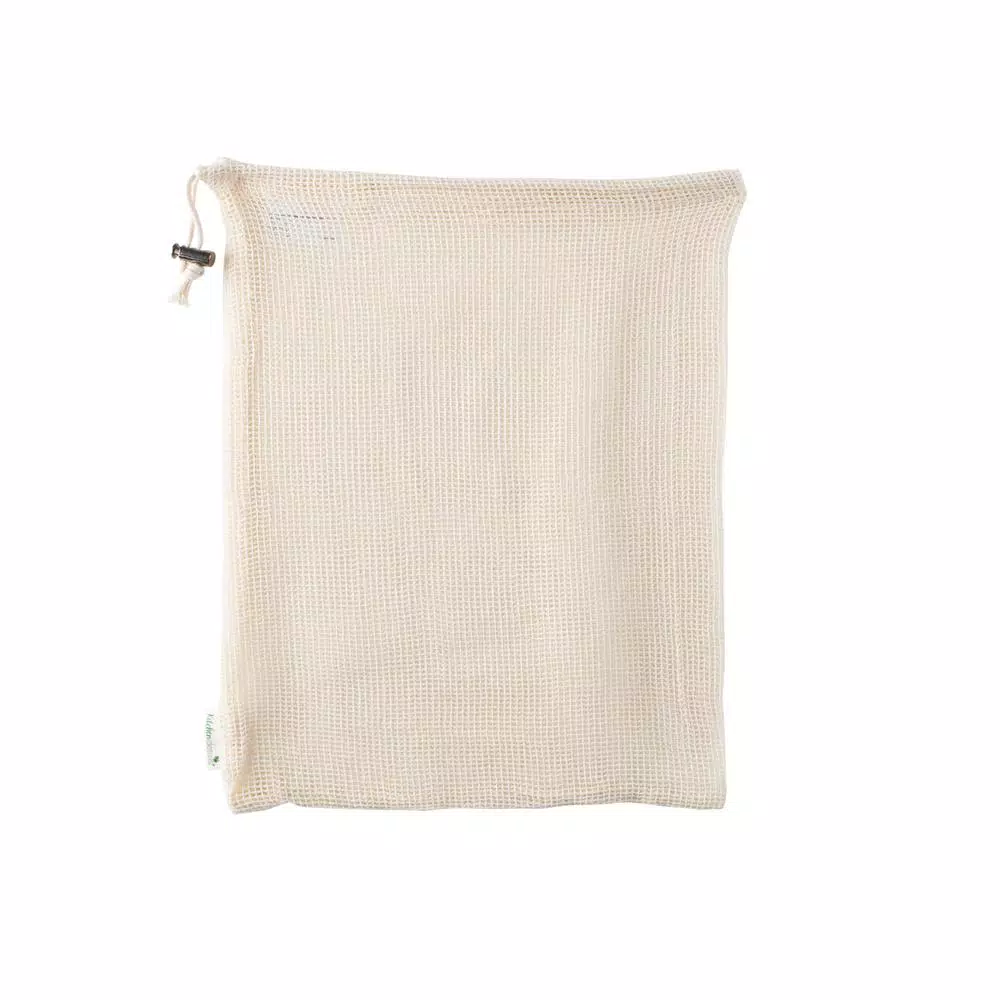 Kitchen Details Natural Cotton Eco Reusable Mesh Produce Bags, 3-Pack